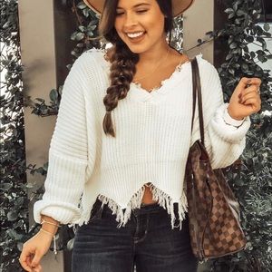 White Distressed Sweater